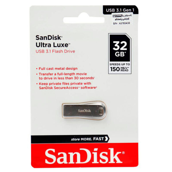 ۳۲ گیگ سن دیسک SanDisk Ultra Luxe CZ74 USB3.1