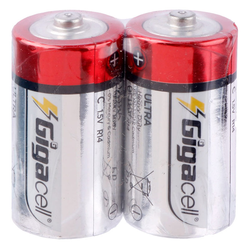باتری دوتایی متوسط Gigacell Ultra Heavy Duty R14 1.5V C شرینک