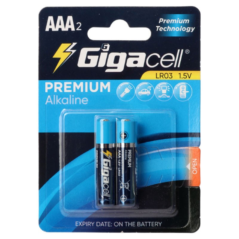 باتری دوتایی نیم قلمی Gigacell Premium Alkaline LR03 1.5V AAA