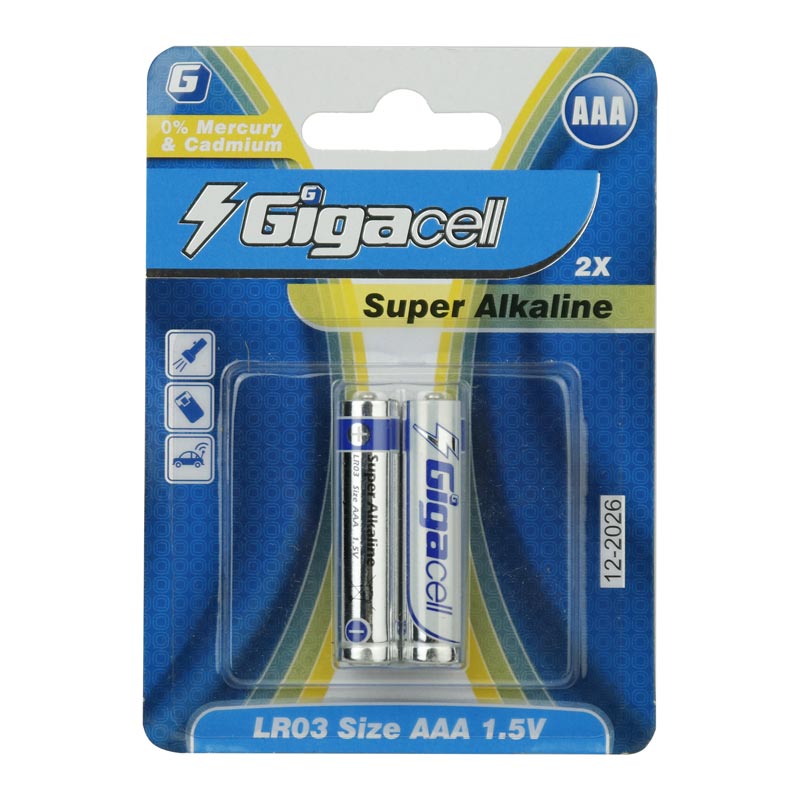 باتری دوتایی نیم قلمی Gigacell Super Alkaline LR03 1.5V AAA