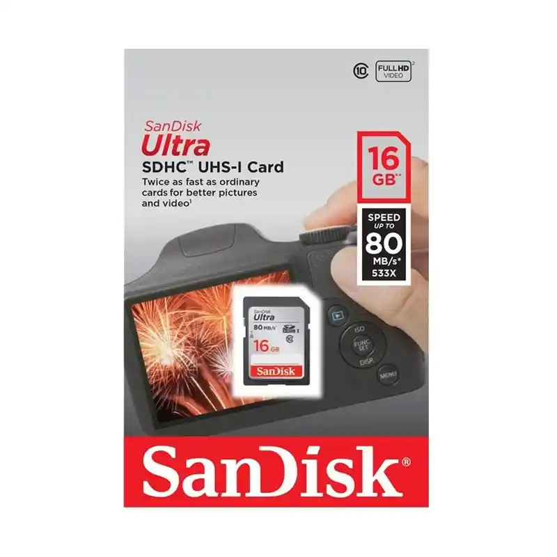 SanDisk Ultra UHS-I U1 Class 10 533X 80MBps SDHC 16GB