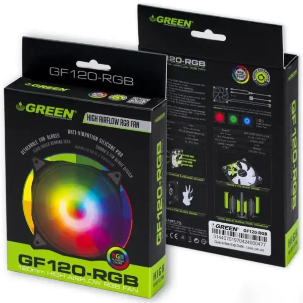 فن کیس گرین 12*12 Green GF120-RGB