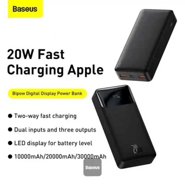 پاور بانک فست شارژ 20000 باسئوس Baseus Bipow PD 20W