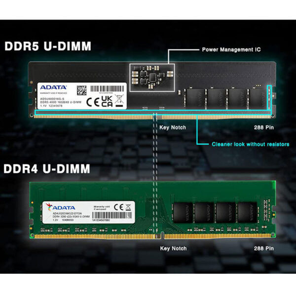 Adata AD5U480016G-S DDR5 16GB 4800MHz CL40 Single Desktop Ram