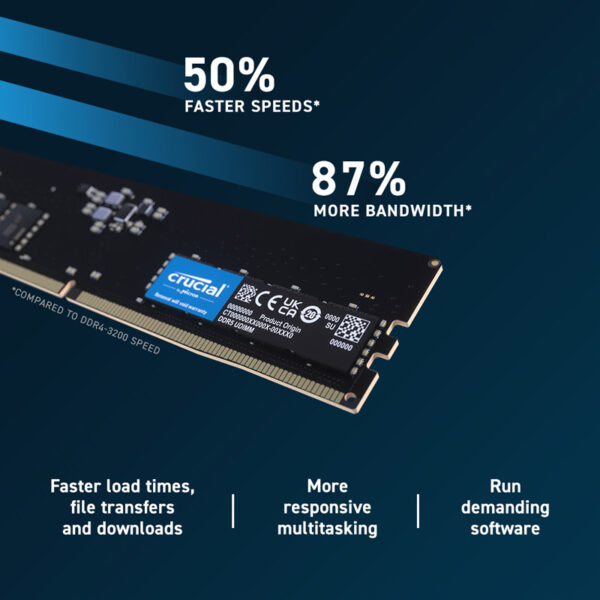 Crucial CT32G48C40U5 DDR5 32GB 4800MHz CL40 Single Channel Desktop RAM