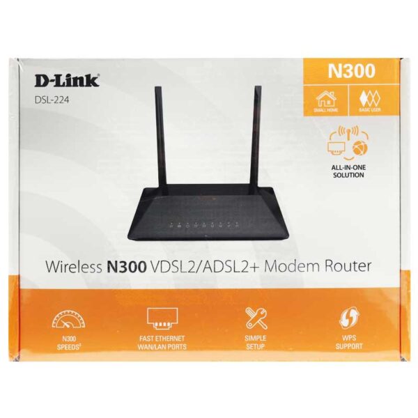 D-Link DSL-224 N300 VDSL2 300Mbps ADSL2+ Wireless Modem Router