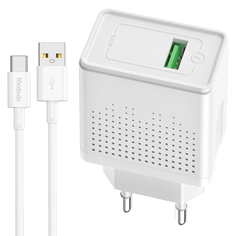 شارژر دیواری 18 وات مک دودو CH-5750 QC3.0 PD 3A + کابل تایپ سی